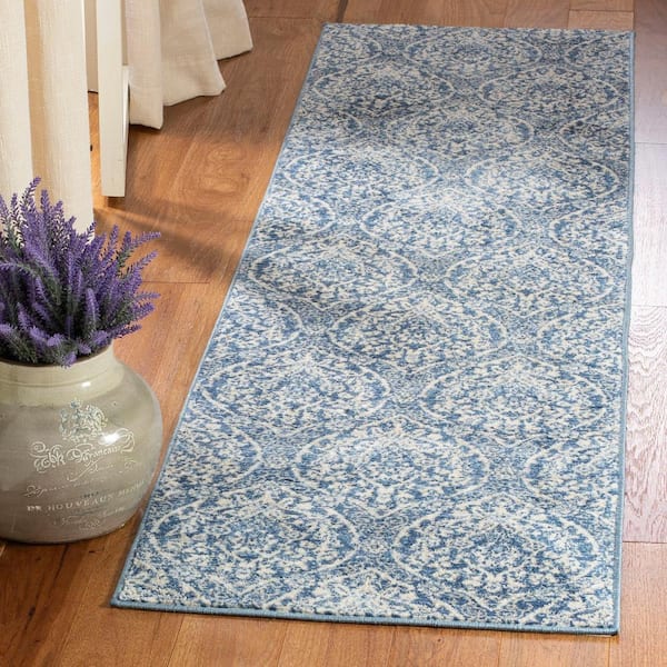 Brentwood Navy/Light Grey 2 ft. x 6 ft. Border Runner Rug