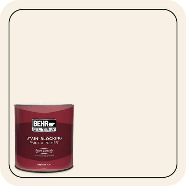 BEHR ULTRA 1 qt. #ICC-20 Elegant White Extra Durable Flat Interior Paint & Primer
