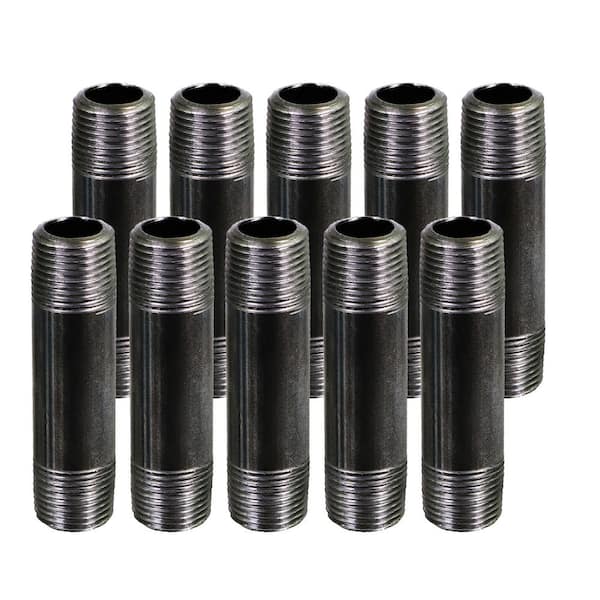 PLUMBFLEX Black Steel Pipe, 1/2 in. x 5 in. Nipple Fitting (10-Pack)