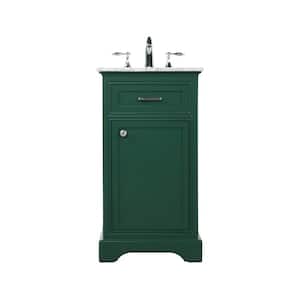 Simply Living 19 in. W x 19 in. D x 35 in. H Bath Vanity in Green with Carrara White Marble Top
