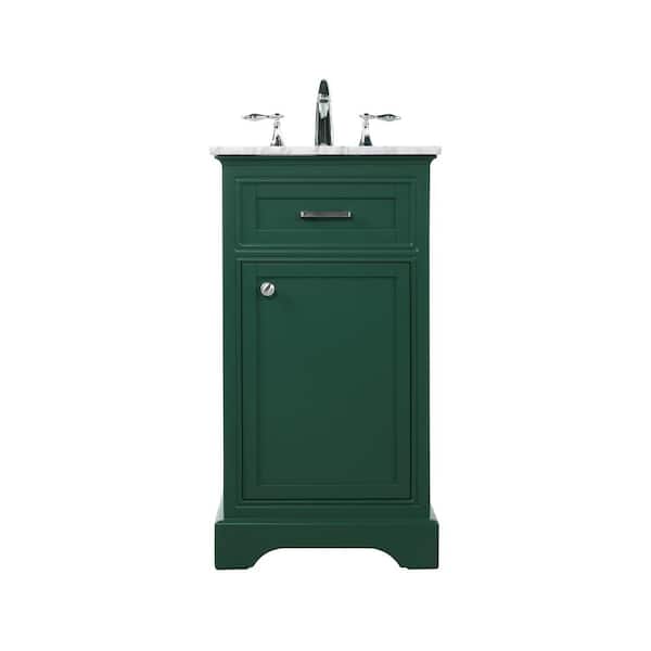 Unbranded Simply Living 19 in. W x 19 in. D x 35 in. H Bath Vanity in Green with Carrara White Marble Top