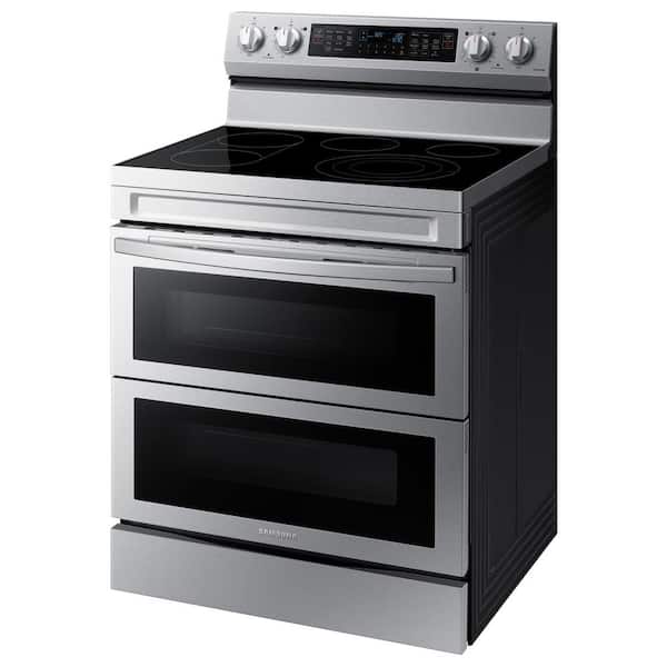 Samsung 6.3 cu. ft. 30 in. Smart Freestanding Double Oven Electric Range  with Flex Duo in Fingerprint Resistant Stainless Steel NE63A6751SS - The  Home