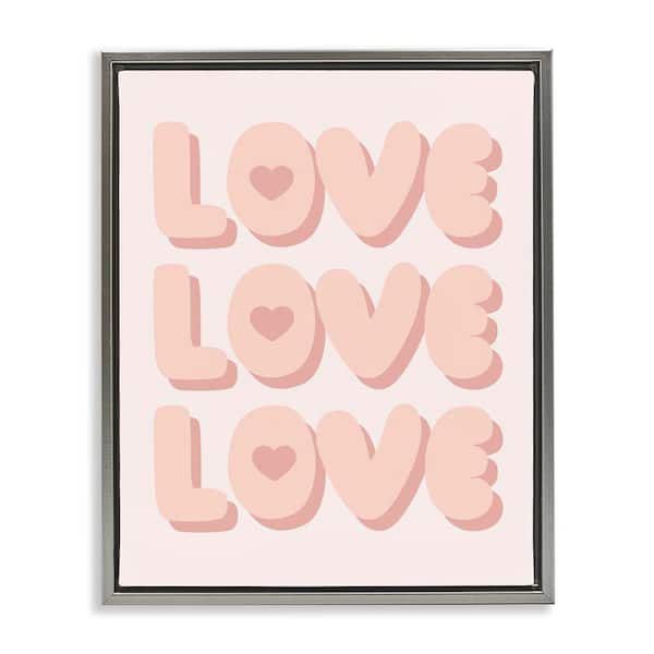 Stupell Industries Love with Hearts by Daphne Polselli Gray Floater Frame Typography Graphic Art Print 21 in. x 17 in.