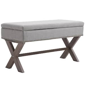Grey Polyester Fabric Entryway Show Storage Bench 19.75 in. x 35.75 in. x 16.25 in.