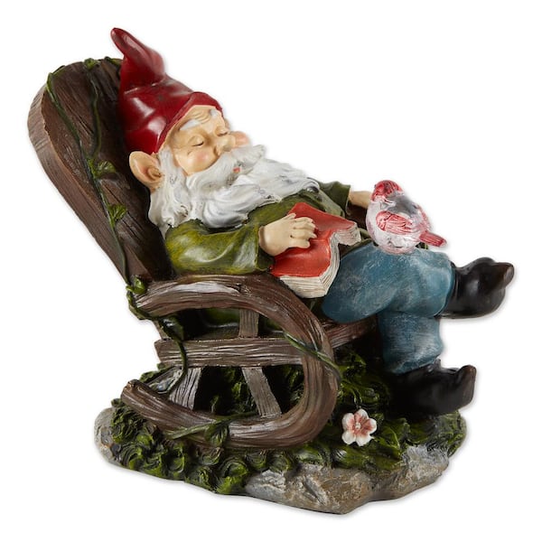 Zingz & Thingz Solar Red Bird Rocking Chair Gnome