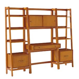 83 in. U-Shaped Acorn 3 Drawer Ladder Desk with Built-In Storage