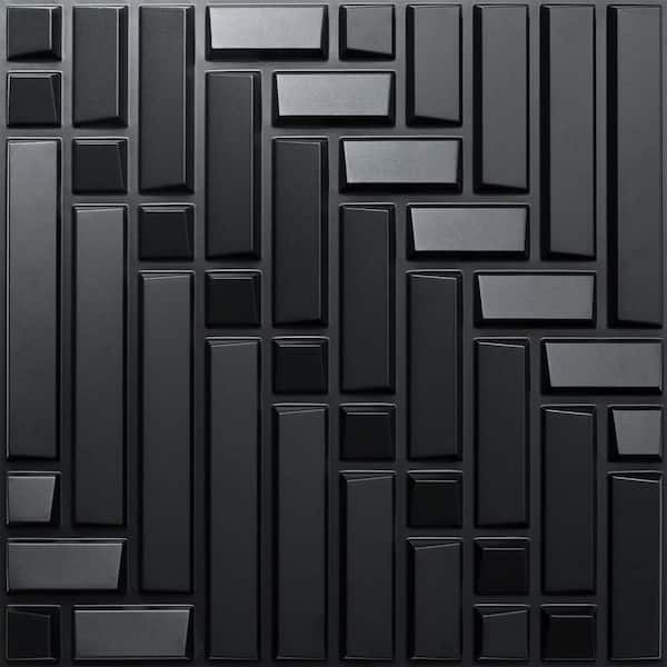 Afoxsos Matte Black 3D Wall Panels Peel and Stick 19.7 ft. in. x 19.7 ft. in. Mosaic Design Textured Wall