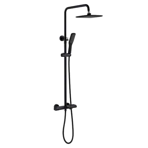 3-Spray Dual Shower Head Wall Mount Fixed and Handheld Shower Head 2.5 GPM in Matte Black