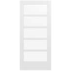 36 in. x 80 in. MODA Primed PMC1055 Solid Core Wood Interior Door Slab w/Clear Glass