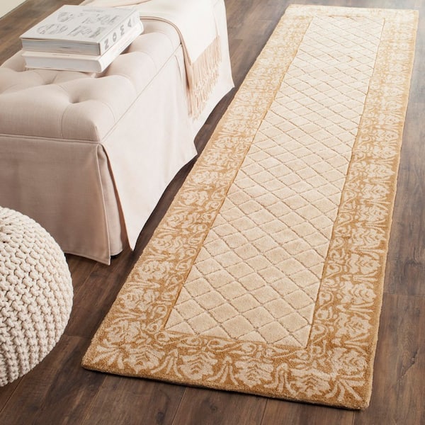 Total Performance 2 ft. x 9 ft. Ivory/Creme Diamond Border Runner Rug