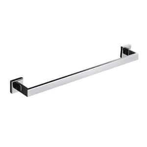 24 in. Modern Square Wall Mounted Single Bathroom Towel Bar Holder Rack Bath Accessories Hanger in Polished Chrome