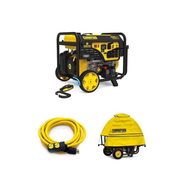 25 ft. Generator Cord, 10000/8000-Watt Electric Start Generator with CO Shield and GenTent Cover Combo