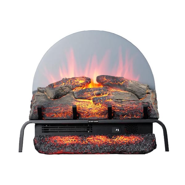 Real Glow 23 in. Crackling Electric Fireplace Log Set Heater with Multi-Color LED Flames, Mirror Glass Illusion, Remote