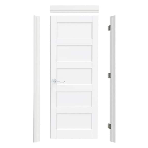 Krosswood Doors 24 in. x 80 in. Shaker 5-Panel Primed Right-Hand