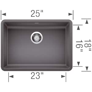 Precis Undermount Granite 25 in. x 18 in. Single Bowl Kitchen Sink in Cinder