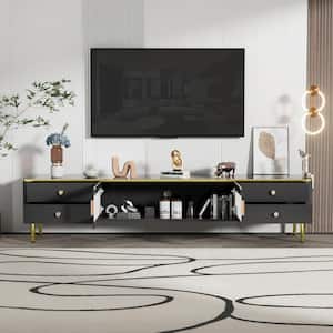 Modern TV Stand Fits TV's up to 65 in. with Storage, TV Console Cabinet, Black