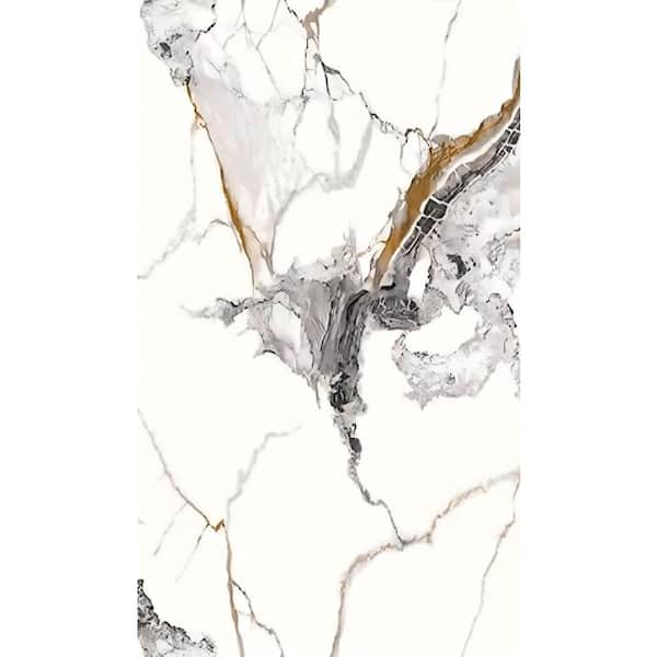 Falkirk Irvine II, 1/8 in. x 2 ft. x 4 ft. White Glossy PVC Decorative Wall Paneling, Faux Marble, 4-Pack
