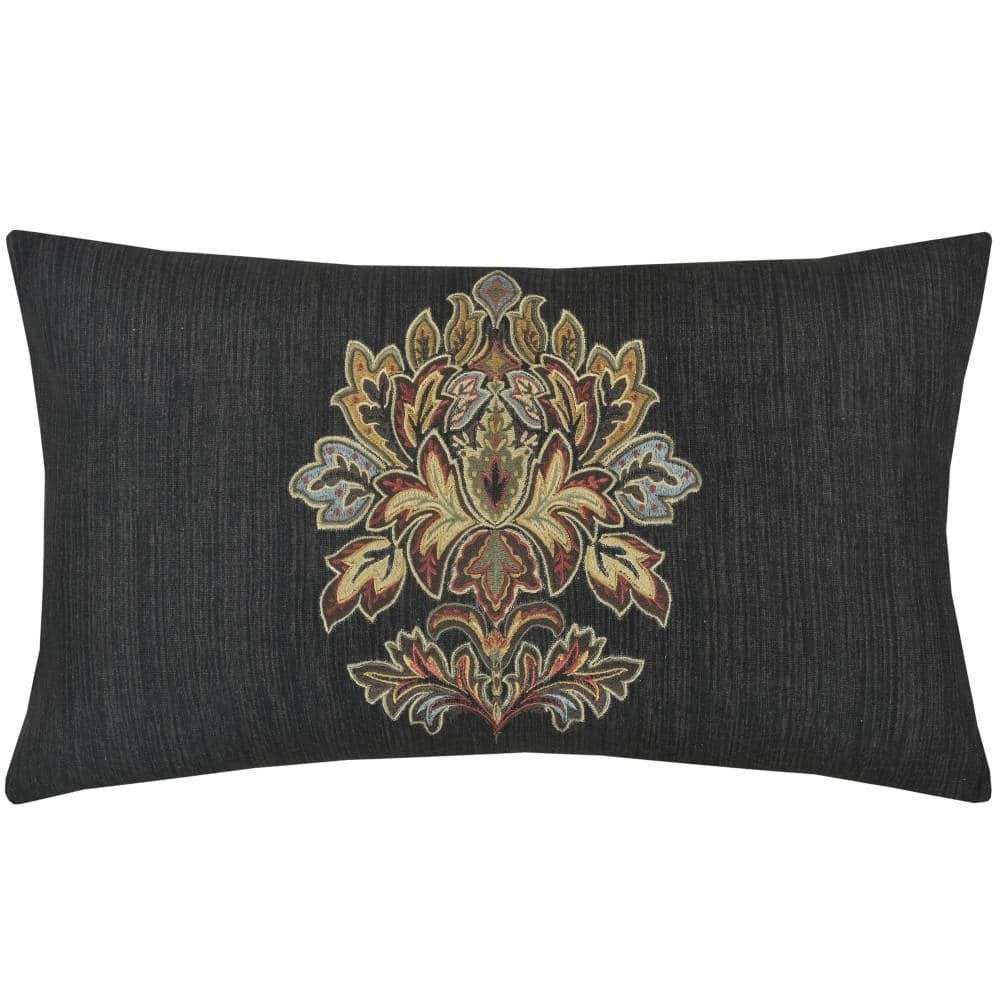 Maria Black Cotton Boudoir Decorative Throw Pillow 15 x 20 in.