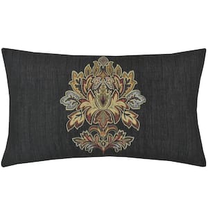 Maria Black Cotton Boudoir Decorative Throw Pillow 15 x 20 in.