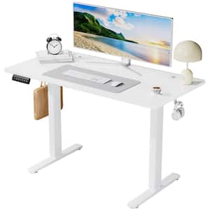 48 in. Rectangular White Electric Standing Computer Desk with Whole-Piece Desktop Board Height Adjustable