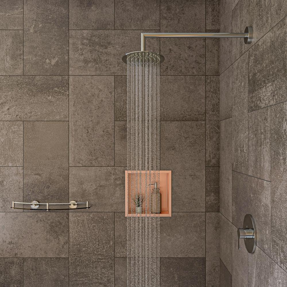 Polished Chrome and Glass Wall Mounted Shower Shelf