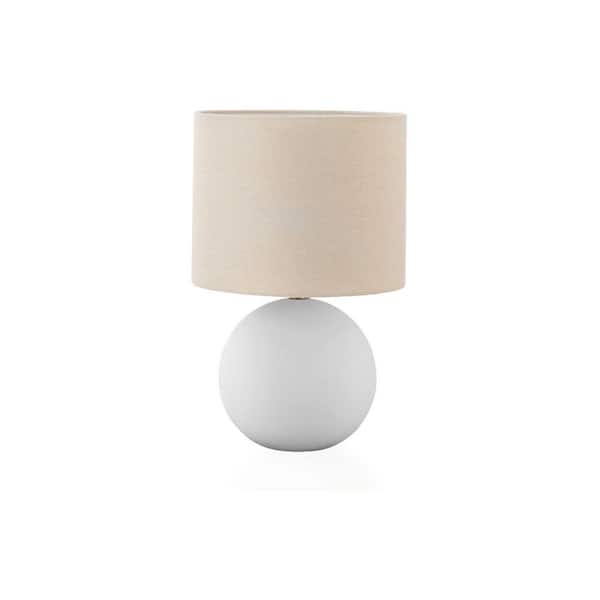 Contemporary 16 in. H Table Lamp with White Shade, Cream Ceramic
