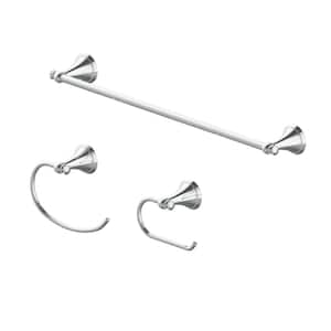 Haverside 3-Piece Bath Hardware Set with 24 in. Towel Bar, Towel Ring and TP Holder in Polished Chrome
