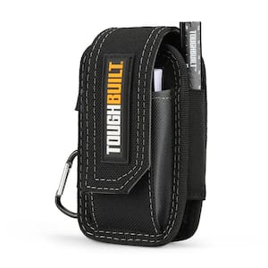 Smart Phone Pouch, Black with steel clasp and pockets for notebook and carpenter pencil