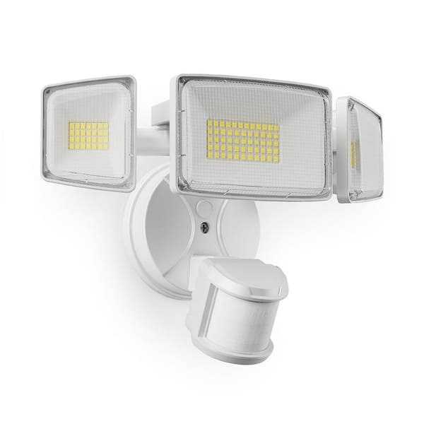 75-Watt Equivalent 7500 Lumen 180° White Motion Sensing Dusk to Dawn LED Flood Light Hardwired 1 Pack