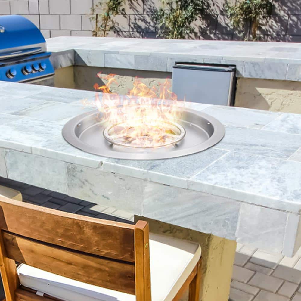 VEVOR 22" Round Stainless Steel Fire Pit Burner with Lid