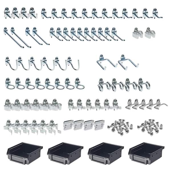 6 in. H x 8 in. W Zinc Plated Steel Pegboard Hook Assortment Kit (79 Hooks and 4 Bins)