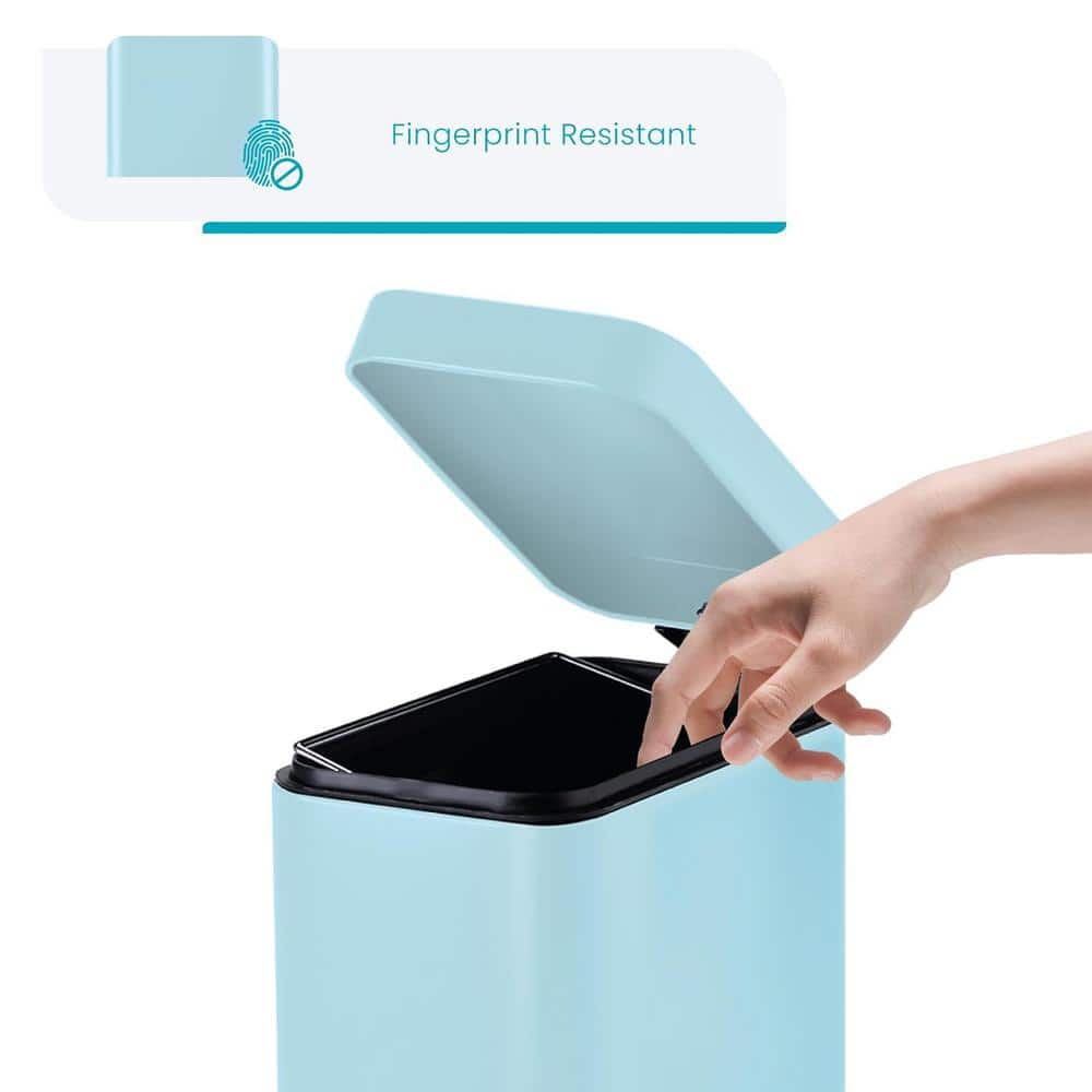 Light Blue Stainless Steel 1.3 Gallon Step Pedal Trash Can