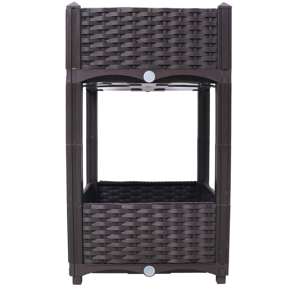 15.70 in. Brown Plastic Square Outdoor Elevated Planter Raised Beds with Drainage Plug for Vegetable/Flower/Herb price history on PriceWatchPro