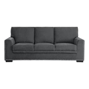 Driggs 84 in. W Straight Arm Chenille Rectangle Sofa in. Charcoal