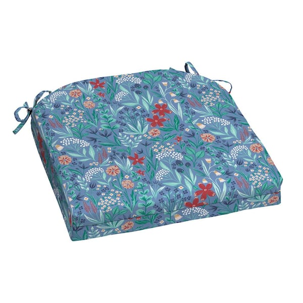 Hampton Bay 20 in. W x 20 in. D Universal Outdoor Seat Pad in Winifred Floral (Set of 4)