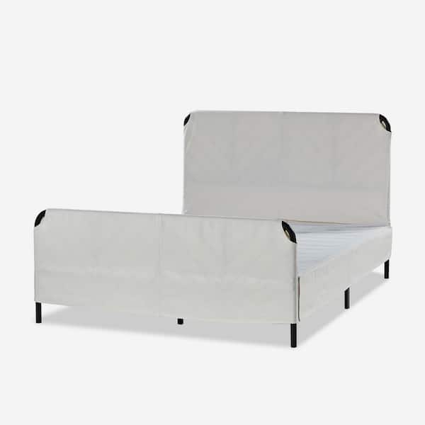 JAYDEN CREATION Octavius 2 Piece Contemporary Bedroom Set with Bed Skirt-King-IVORY