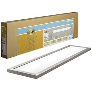48 in. x 12 in. Low Profile Selectable LED Flush Mount Ceiling Flat Panel Brushed Nickel Rectangle 4000 Lumens Dimmable