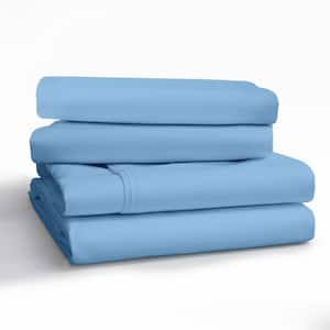 Silkmax 4-Piece Dyed Light Staple Combed 300 TC 100% Cotton King Bed Sheet Set Fits Mattress upto 16 in. Deep Pocket