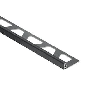 Jolly Brushed Graphite Anodized Aluminum 0.375 in. x 98.5 in. Metal L-Angle Tile Edge Trim