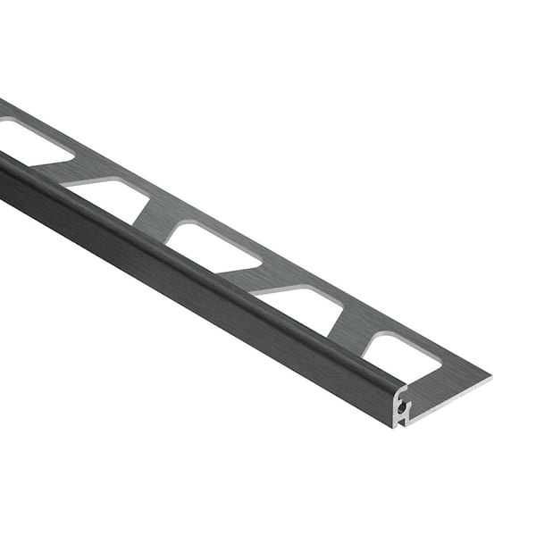 Schluter Jolly Brushed Graphite Anodized Aluminum 0.438 in. x 98.5 in. Metal L-Angle Tile Edge Trim