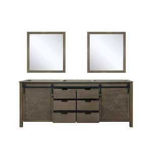 Marsyas 80 in W x 22 in D Rustic Brown Double Bath Vanity without Top and 30 in Mirrors