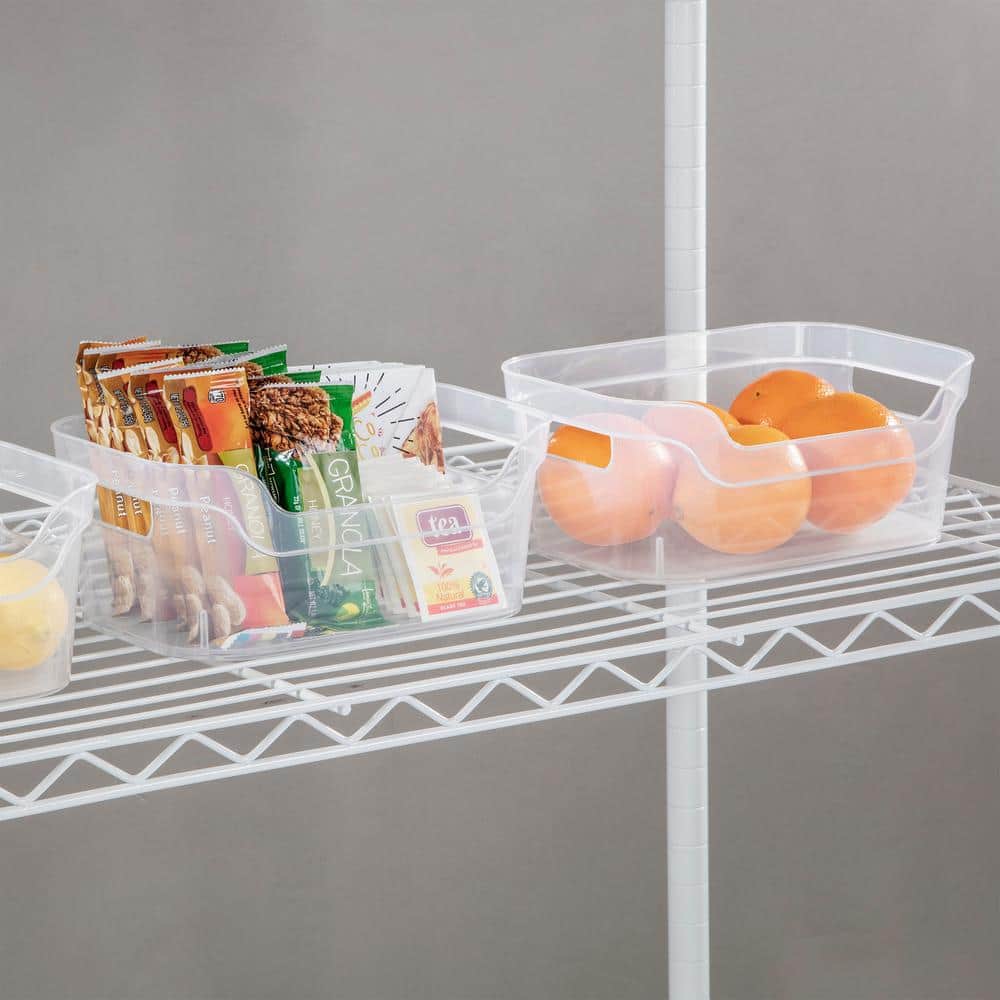Clear Plastic Stackable Rectangle Storage Bins with Carry Handles, 16 Pack