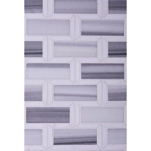 Apollo Tile Gray 4 in. x 5 in. Bricks Polished Marble Mosaic Tile Sample (0.13 sq. ft./Piece)