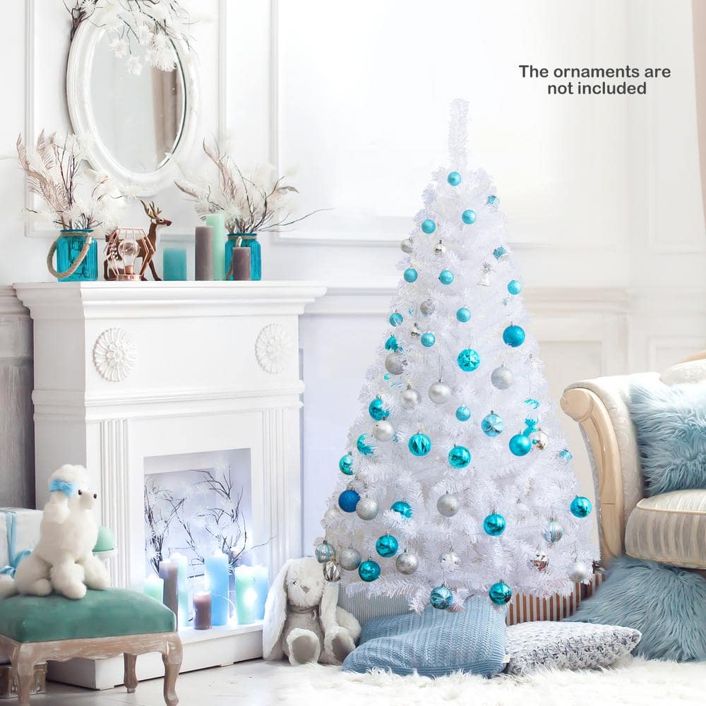 5 ft White PVC Pine Christmas Tree with Metal Stand
