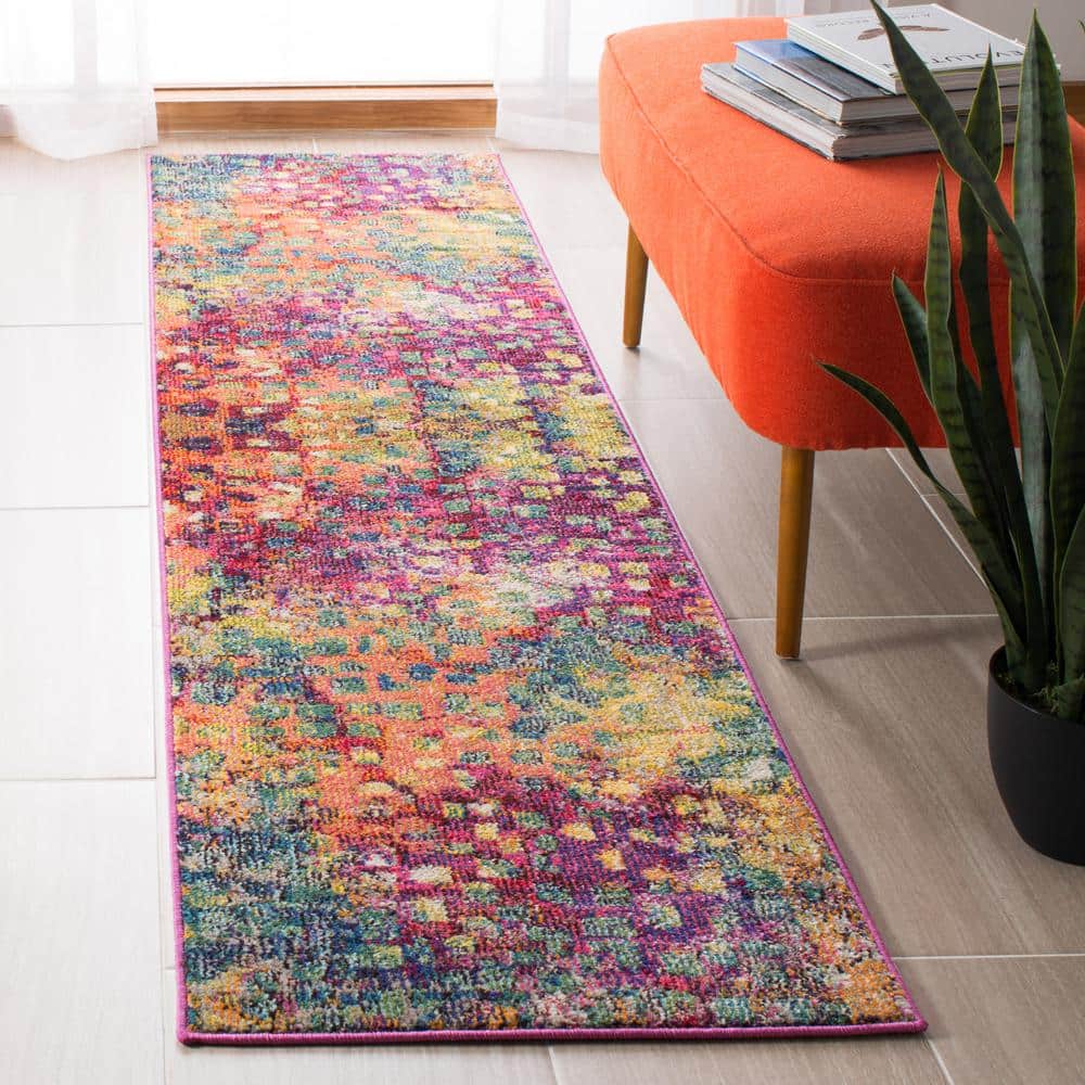 Madison Fuchsia and Gold Flat Woven Synthetic Rug