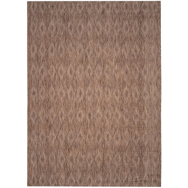 Courtyard Brown/Brown 10 ft. x 14 ft. Solid Color Diamond Indoor/Outdoor Area Rug