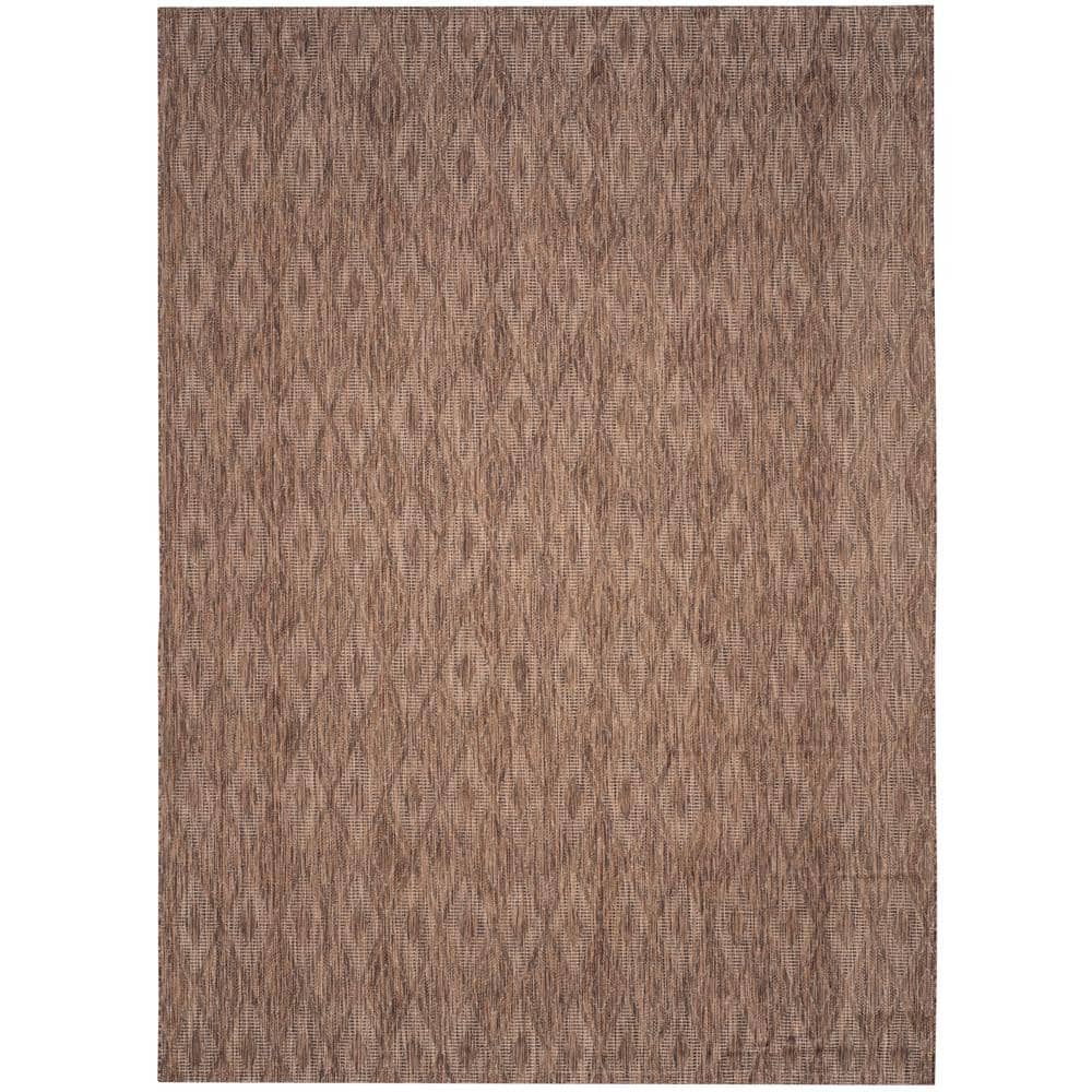 Brown Geometric Low Pile Indoor/Outdoor Area Rug