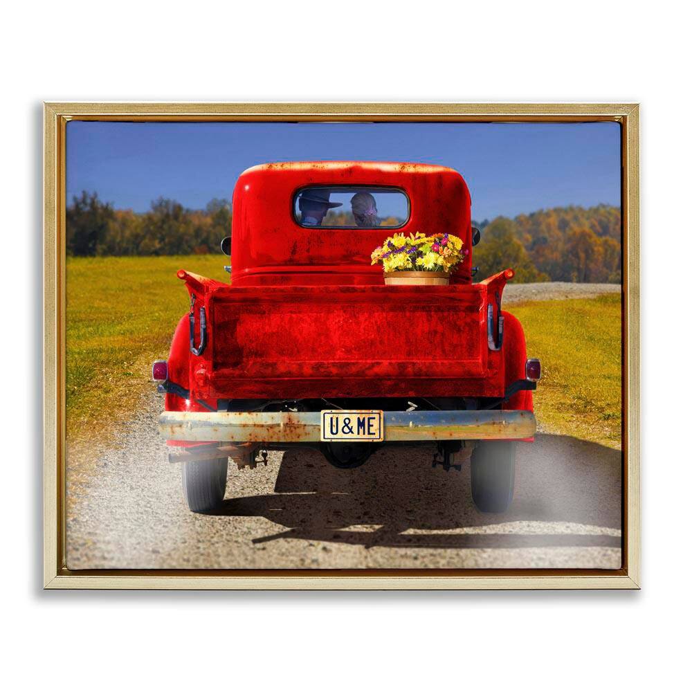 Cowboy in Red Truck by Michael Quackenbush Gold Floater Frame Typography Graphic Art Print 17 in. x 21 in. price history on PriceWatchPro