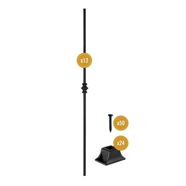Royal Railing Series Buckingham 31 in. H x 1/2 in. W Black Galvinized Steel StairBalusters Hardware Included (12-Pack)