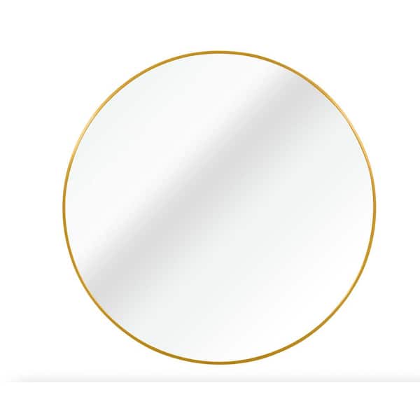 Seafuloy 42 in. W x 42 in. H Vanity Mirror Round Metal Frame Bathroom Mirror for Make Up Dressed Decor (Gold)